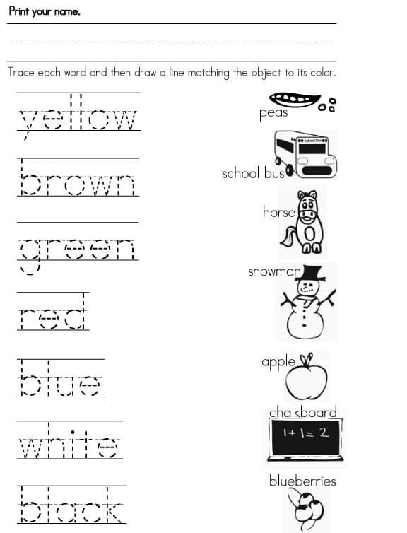 Color Worksheets Sight Words, Reading, Writing, Spelling & Worksheets