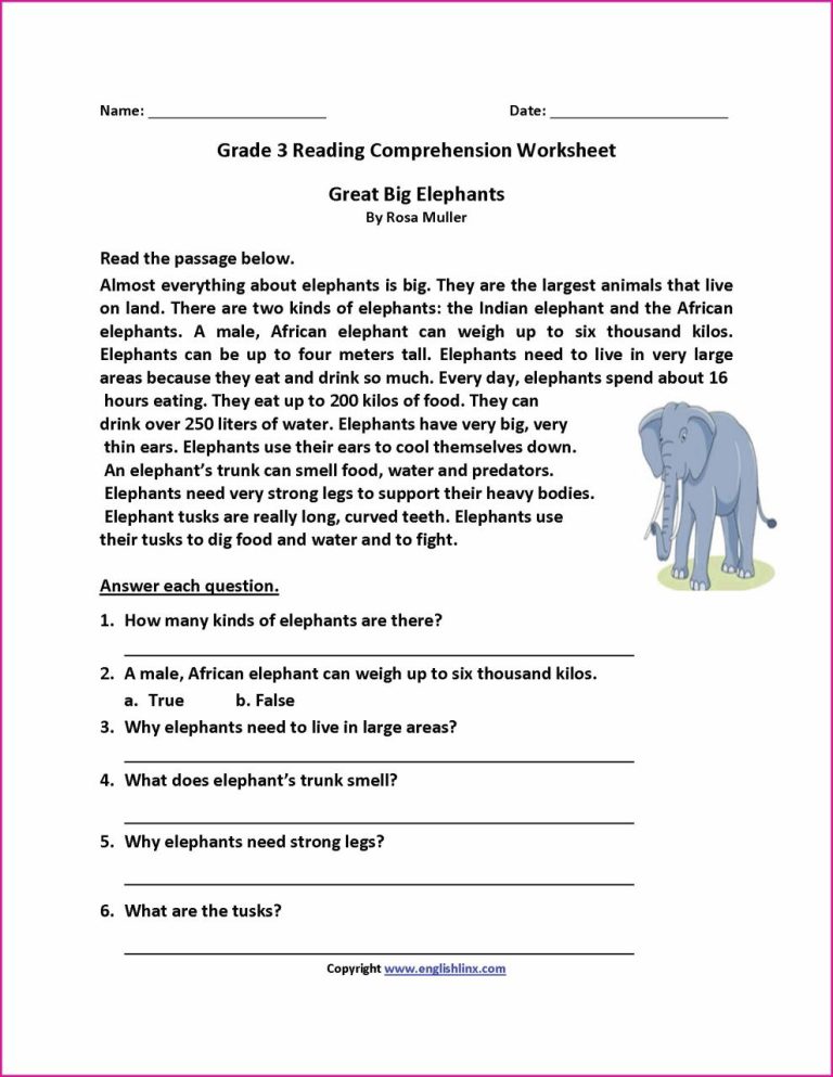 Reading Comprehension Worksheets Free 2Nd Grade