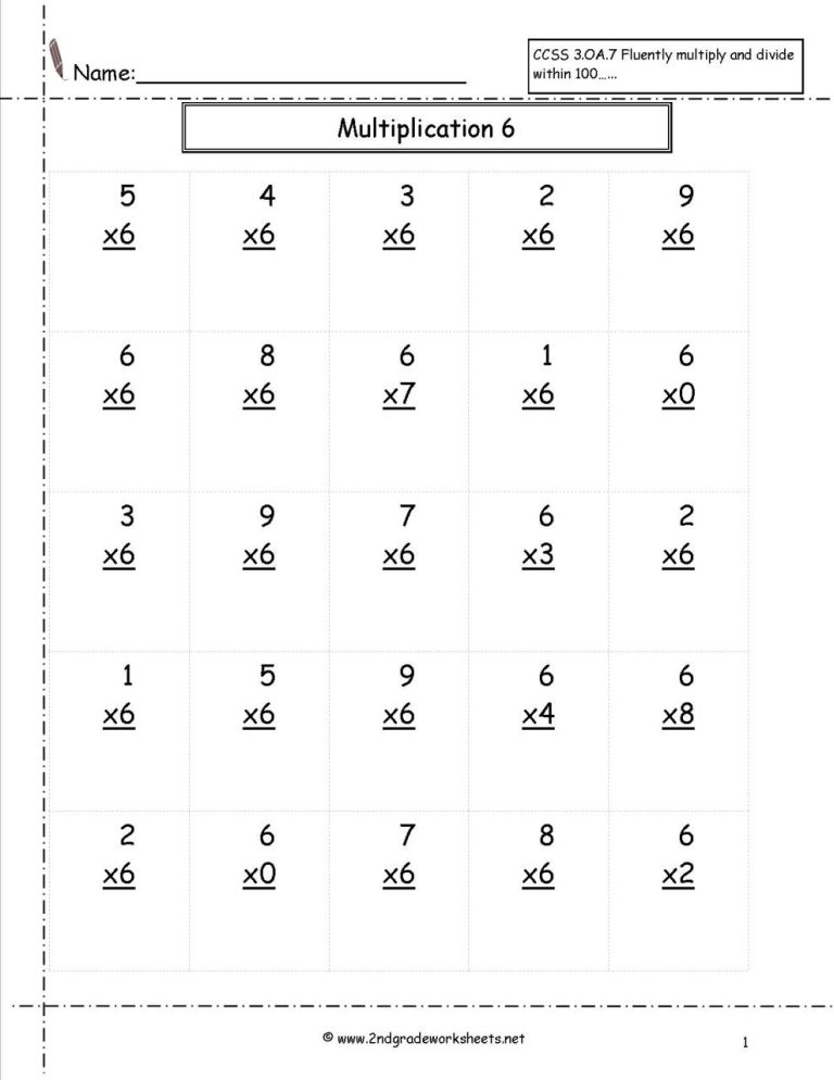 Times Tables 1-12 Printable Worksheets