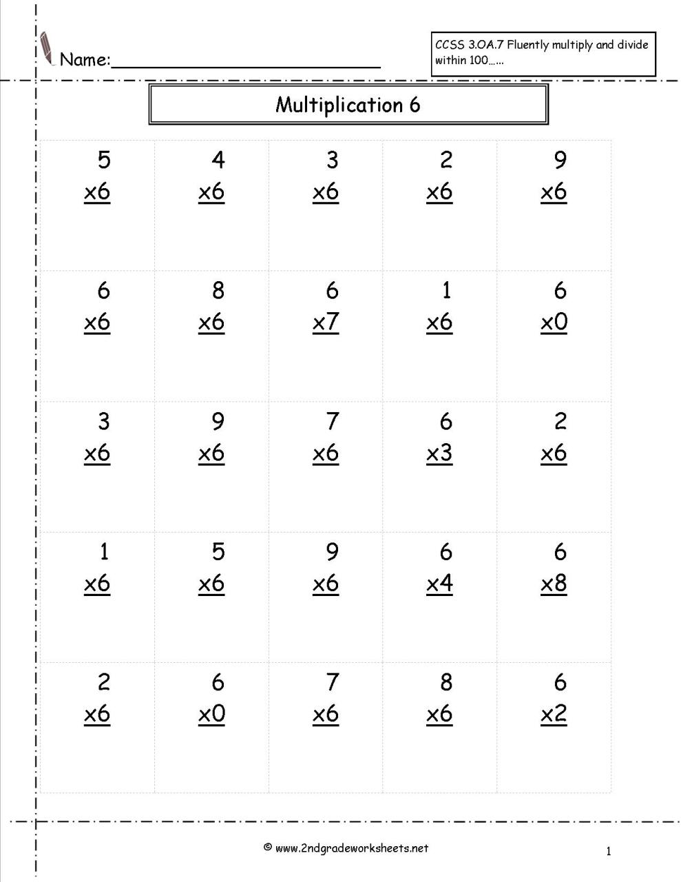 Times Tables 1-12 Printable Worksheets