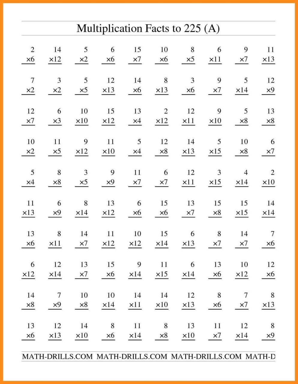 5th Grade Multiplication Facts Worksheets Printable