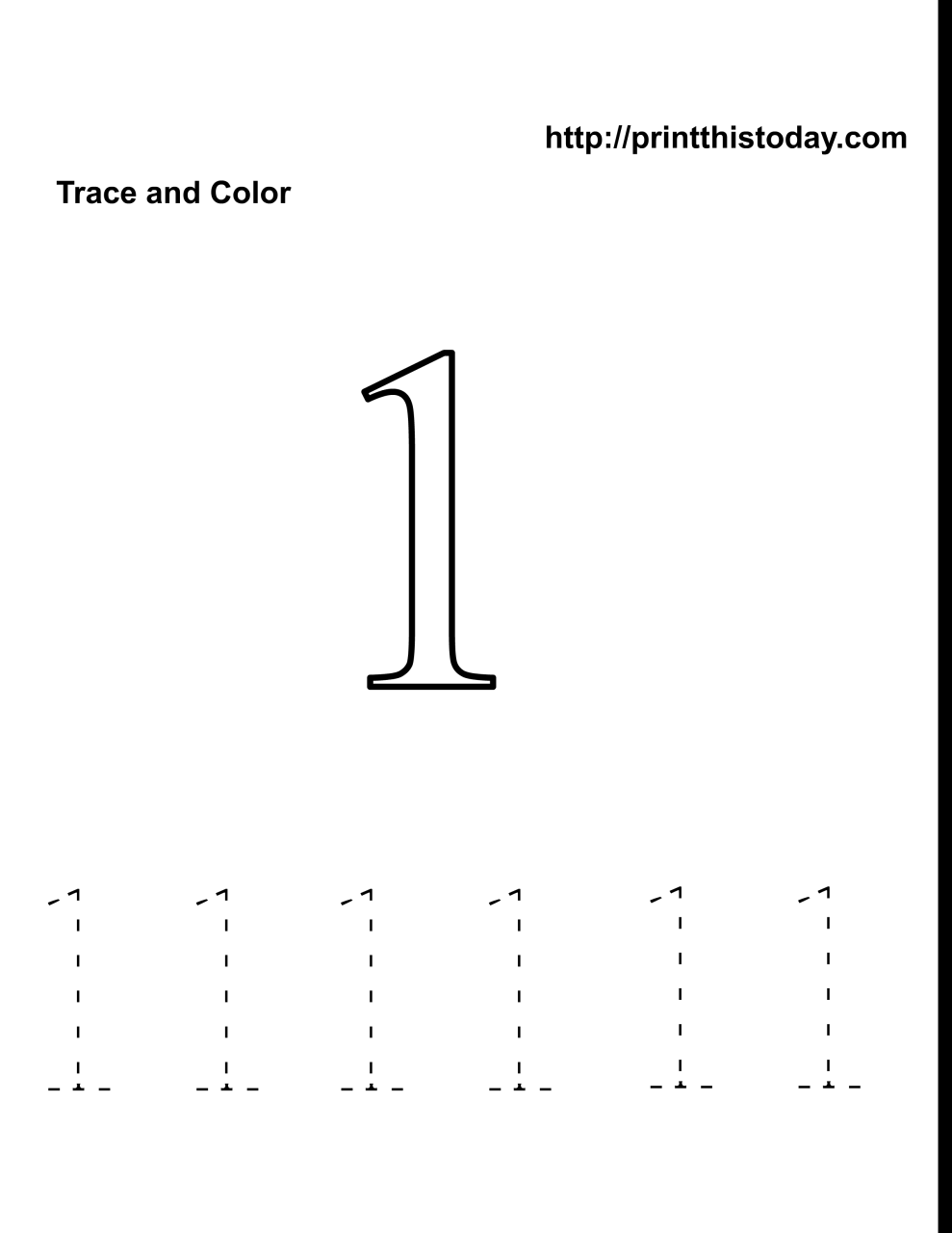 Number 1 Tracing Worksheets For Preschool