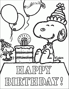 Snoopy Happy Birthday Quote Coloring Page Happy birthday coloring