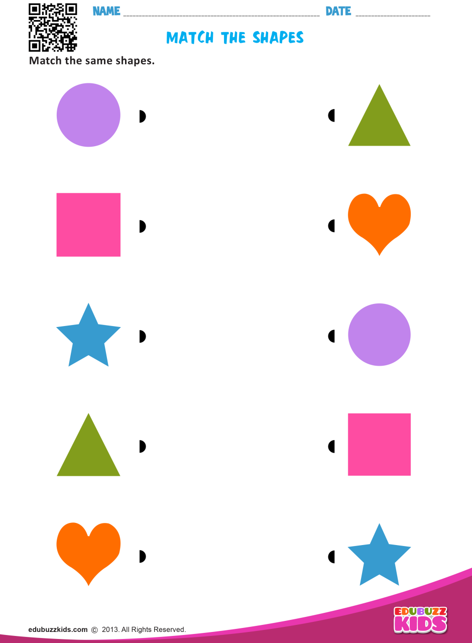 Matching Shapes And Colors Worksheets