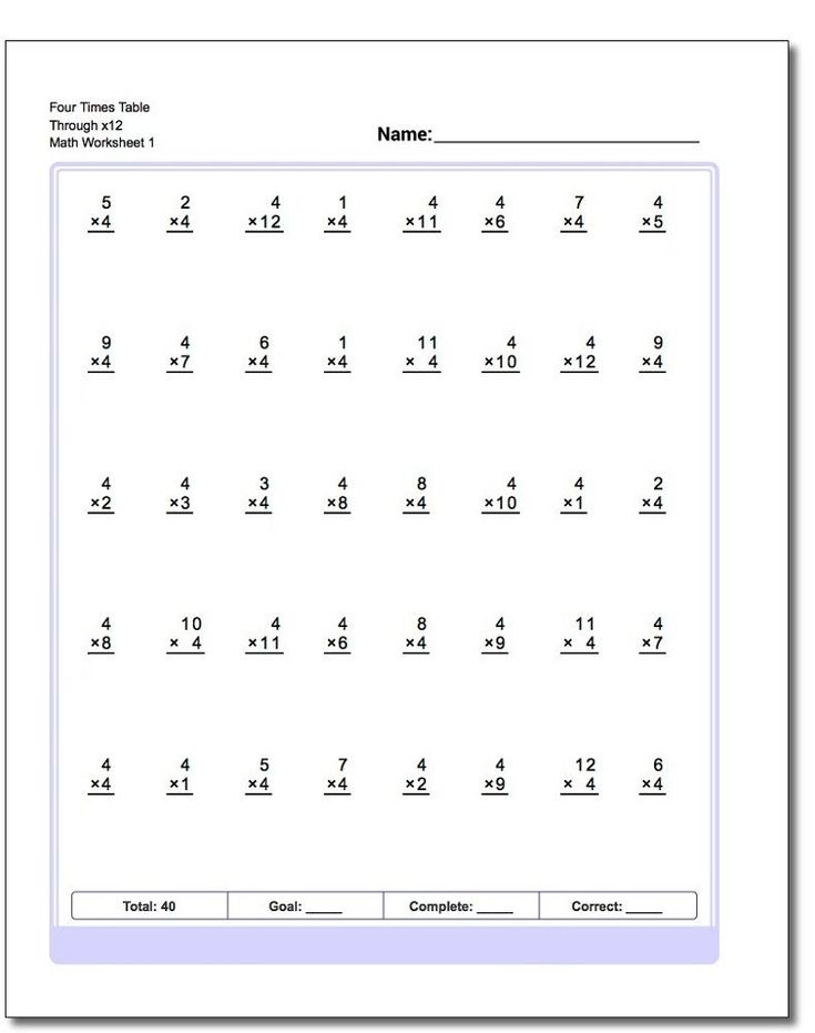 4 times tables worksheets children Maths times tables, Times tables