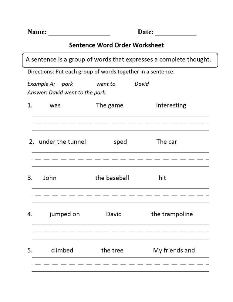 Sentence Writing Worksheets 2nd Grade