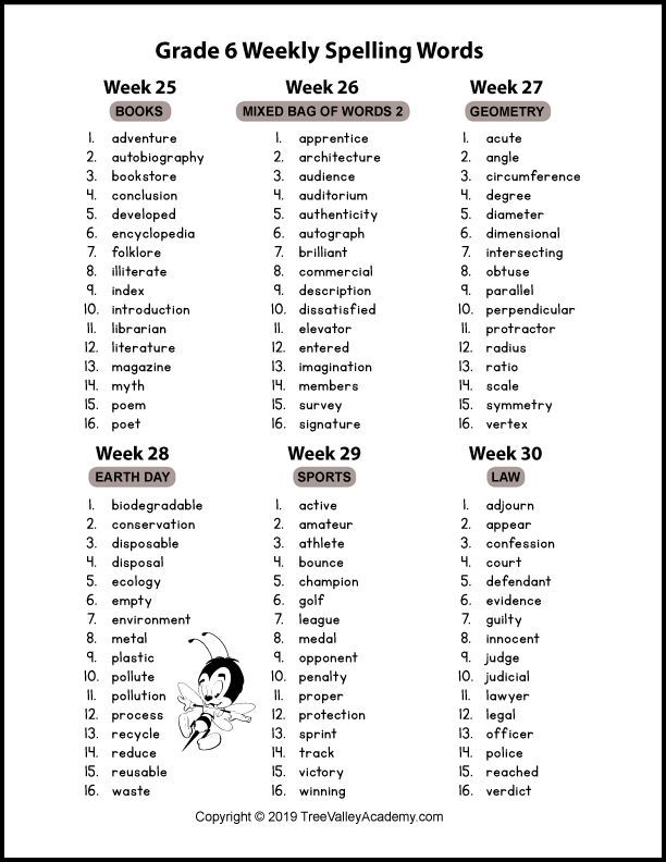 Sixth Grade Spelling Worksheets Grade 6