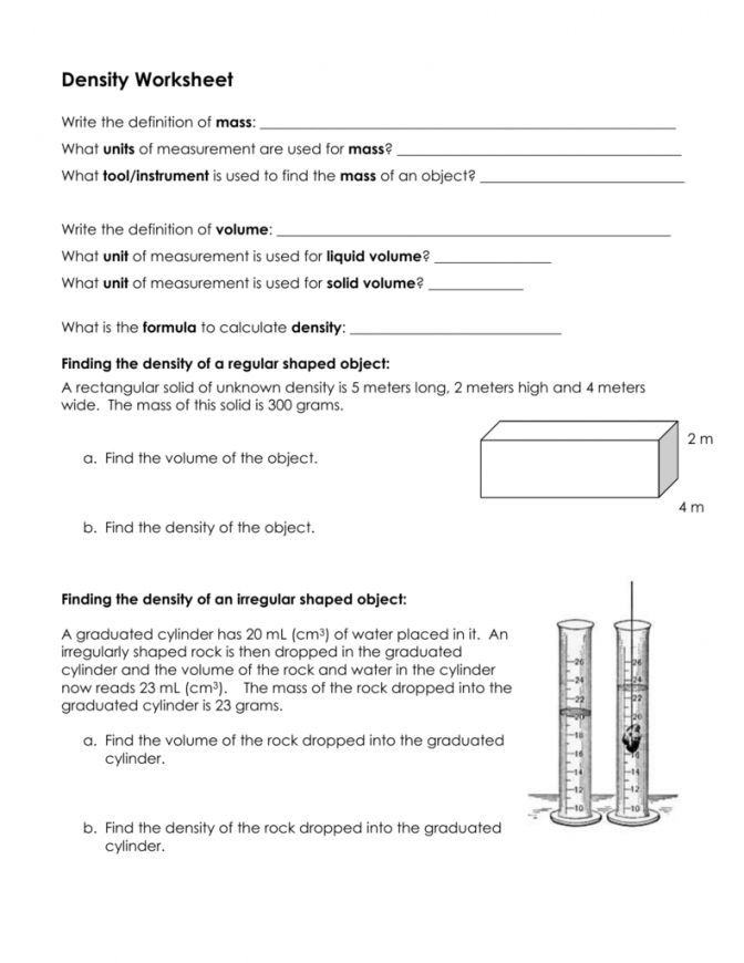 Density Calculations Worksheet Answers Briefencounters