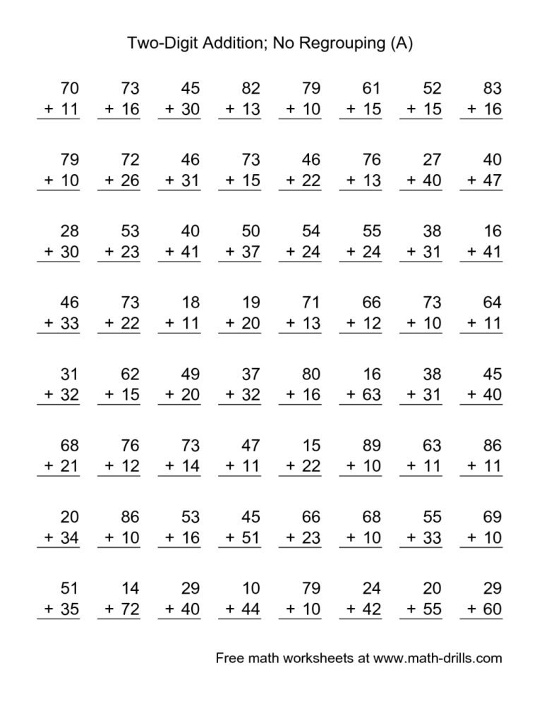 How To Teach Double Digit Addition Without Regrouping