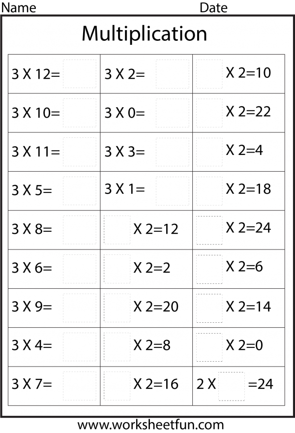 Times Tables Worksheets 2 3 4 5 10