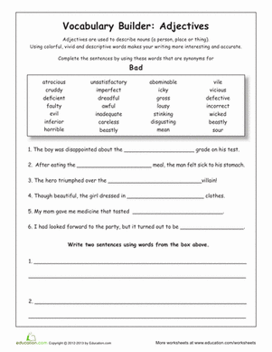 Printable Synonyms Worksheet 4th Grade