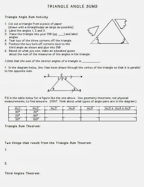 Triangle Interior Angles Worksheet Answer Key