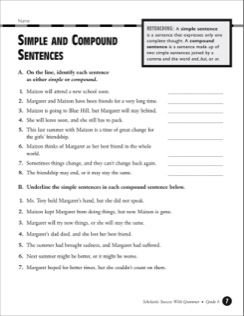 Simple And Compound Sentences Worksheet 3rd Grade