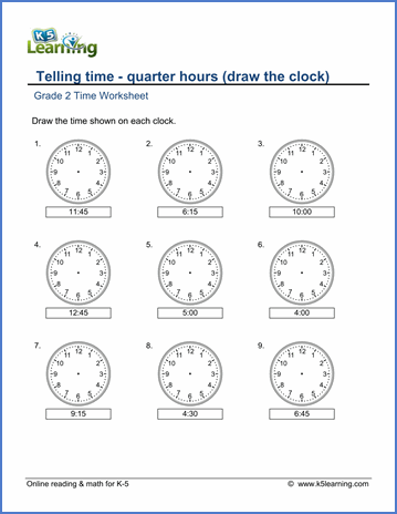 Second Grade Clock Worksheets For Grade 2