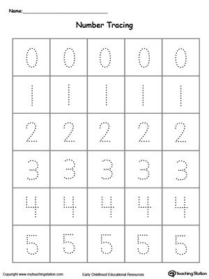 Kindergarten Number Tracing Worksheets 1-5
