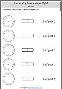 Half Past Time Worksheets Pdf