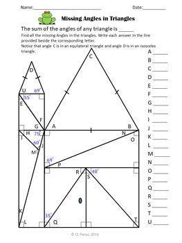 Finding Missing Angles Worksheet Answer Key
