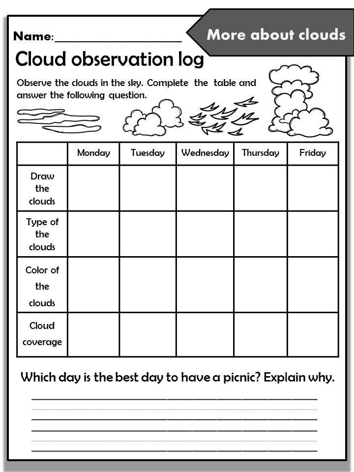 Science Worksheets For Grade 1 Weather