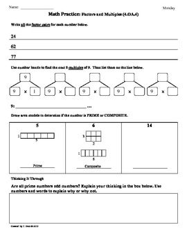 4th Grade Maths Factors And Multiples Worksheet
