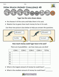 How Much Money Challenge 4B Money word problems, Word problems, 4th