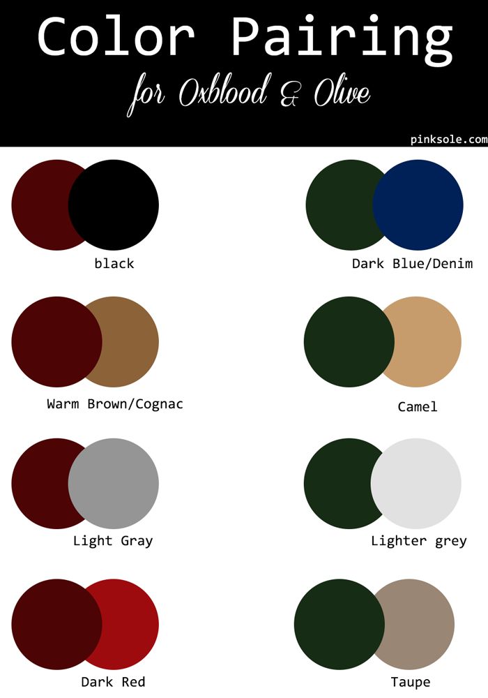 Color Crush Oxblood X Olive Color combinations for clothes