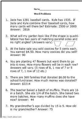 Fourth Grade Subtraction Word Problems 4th Grade