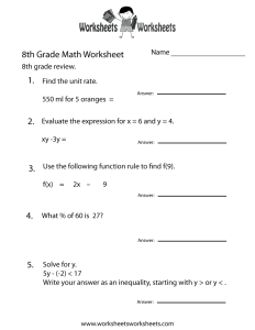 Eighth Grade Math Practice Worksheet Free Printable Educational Worksheet