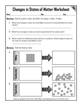 Changes In States Of Matter Worksheet For Kids
