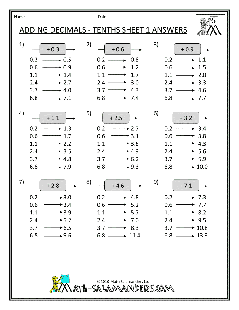 Carolina Free Printable Math Worksheets For 5th Grade Decimals