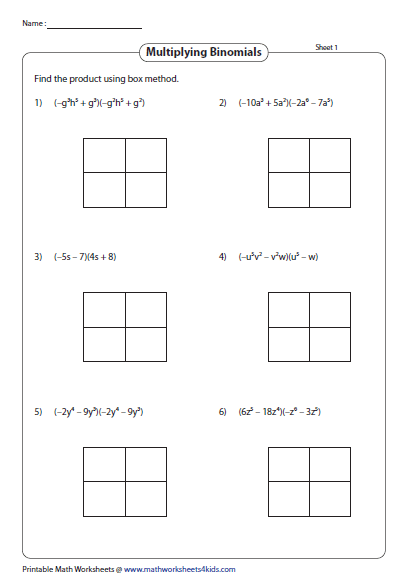 Multiplying Polynomials Worksheet Answers Algebra 1