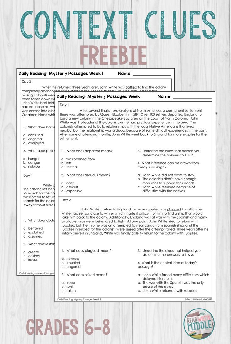 Context Clues Worksheets 7th Grade Multiple Choice