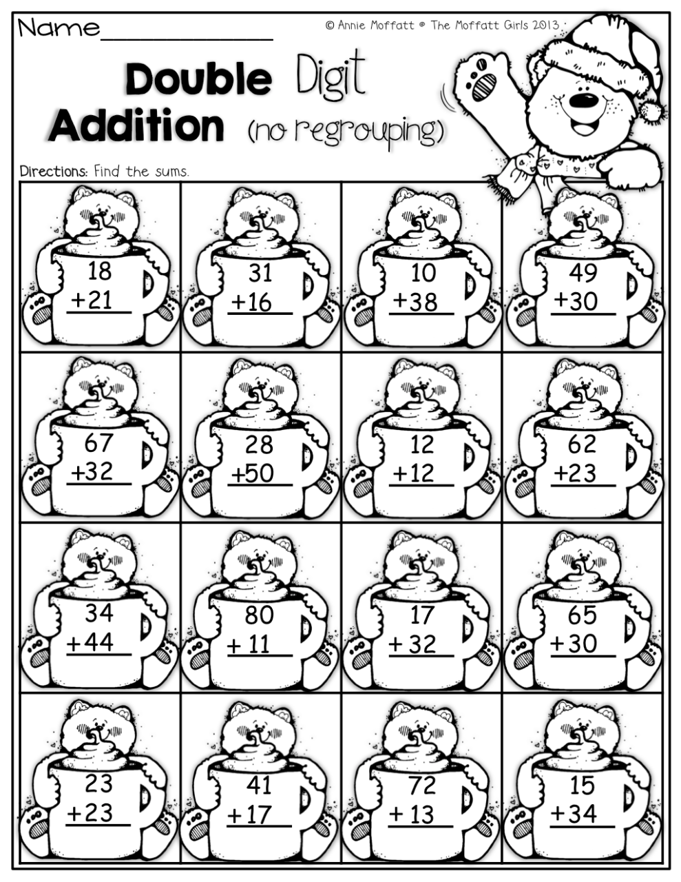 Double Digit Addition with no regrouping! 1st Grade Activities