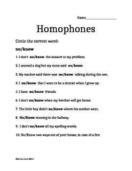 Grade 6 Homophones Worksheets Pdf