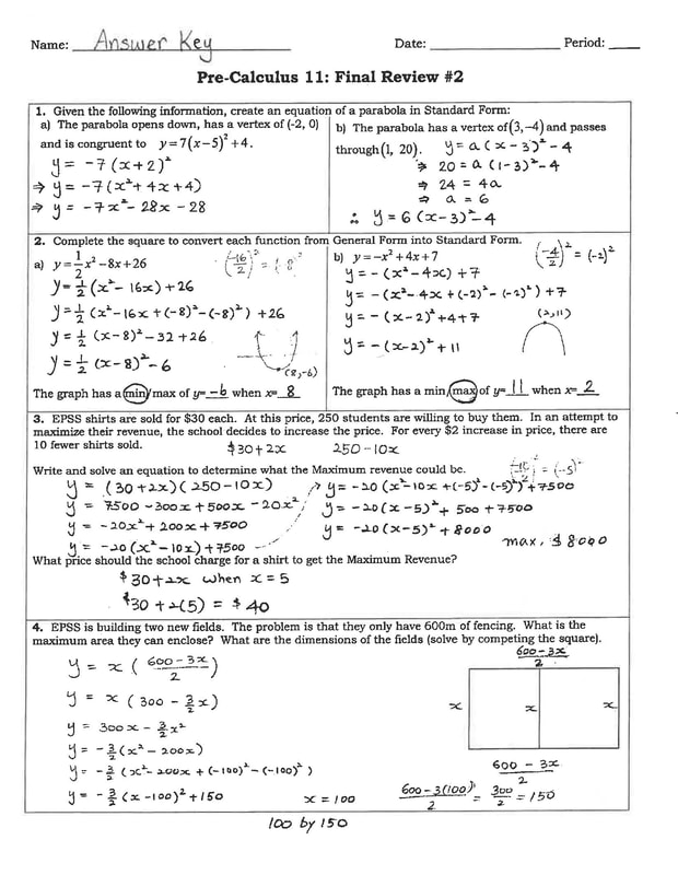 Exponent Review Worksheet Answer Key