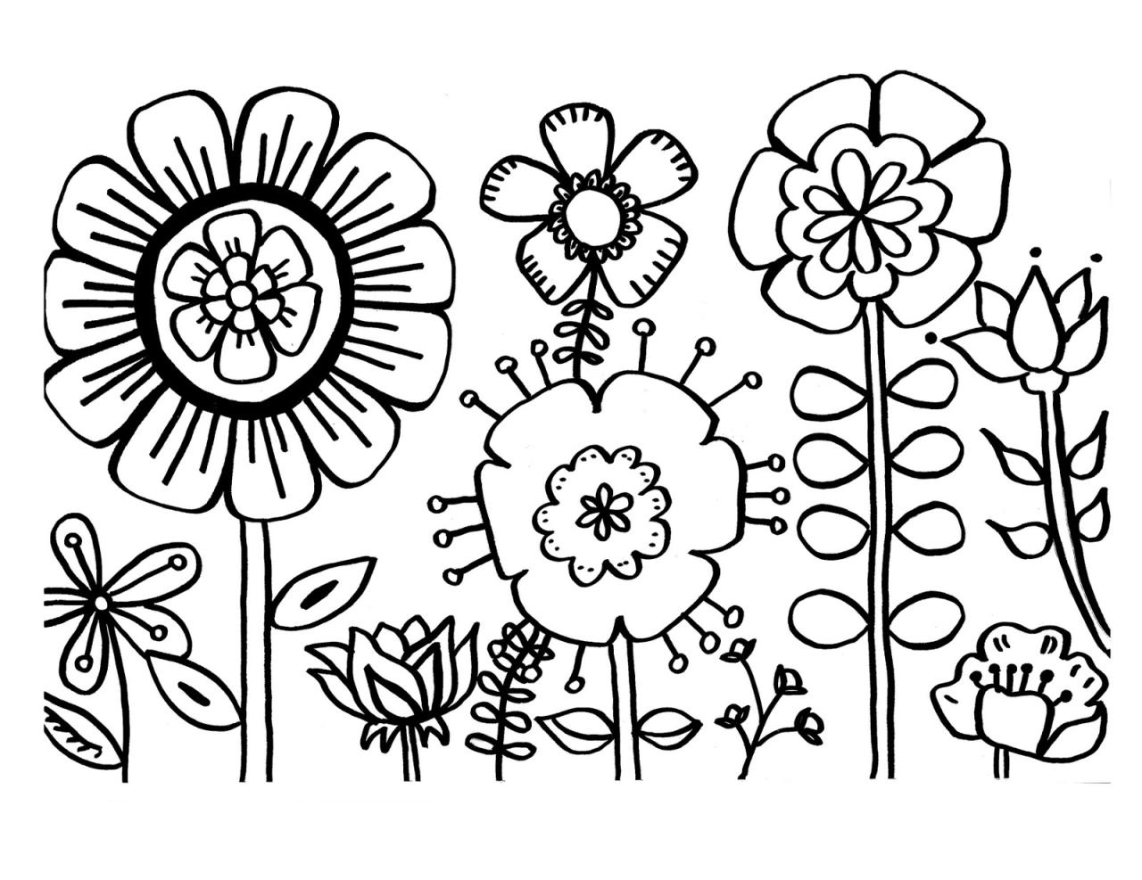 Flower Coloring Pages Simple