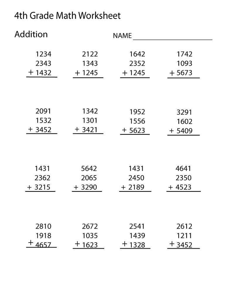 Math Worksheets Grade 4 Free Printable