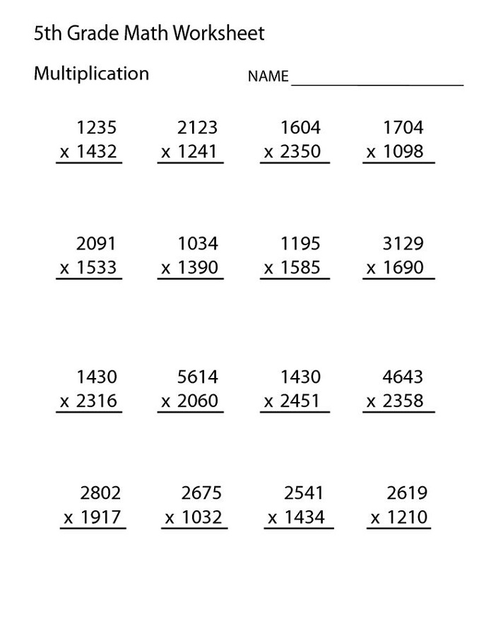 Multiplication Worksheets Free Printable 5Th Grade