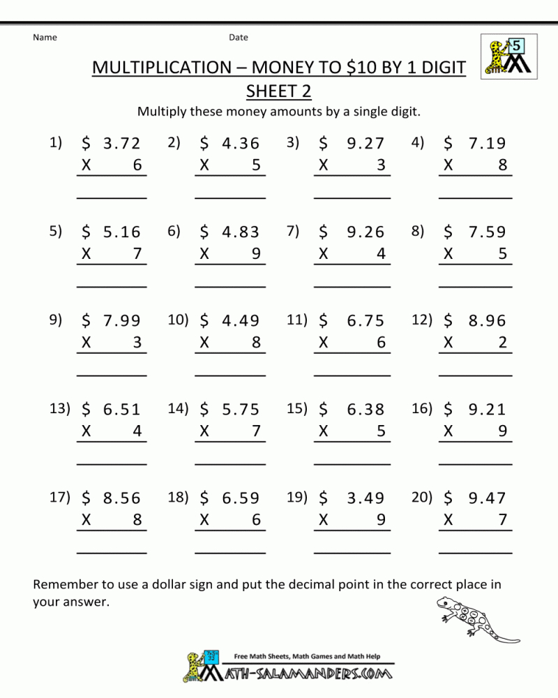Free Printable 5th Grade Common Core Math Worksheets Math Worksheets