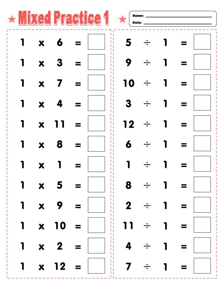 Free Printable Worksheets Multiplication And Division