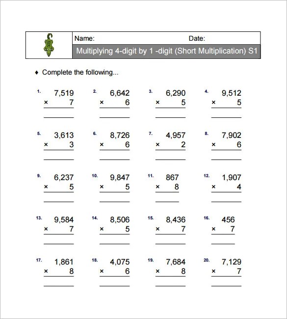 Multiplication And Division Worksheets Grade 6 Pdf