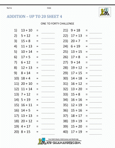 Addition Facts Worksheet Generator math addition subtraction
