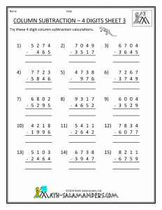 Addition And Subtraction Worksheet Generator subtraction worksheet
