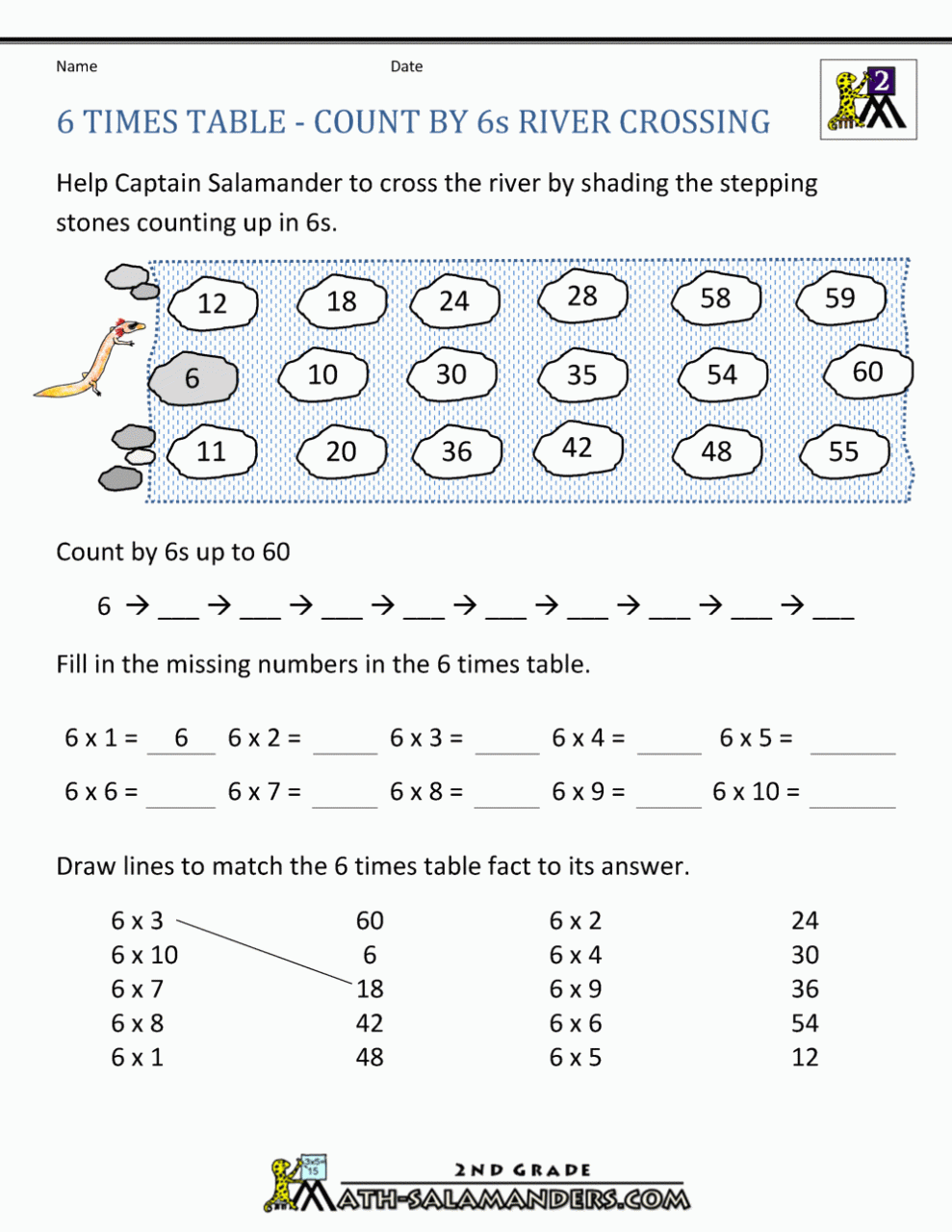 Multiply By 6 Worksheet Printable