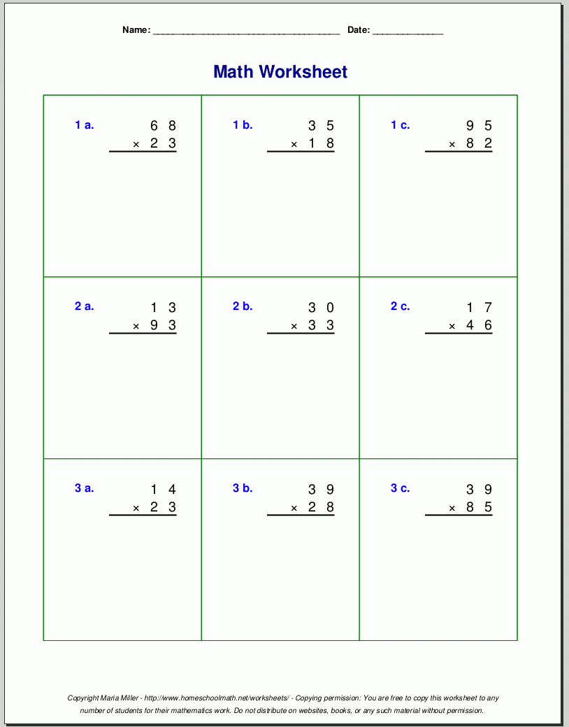 4Th Grade Multiplication Worksheets Grade 4