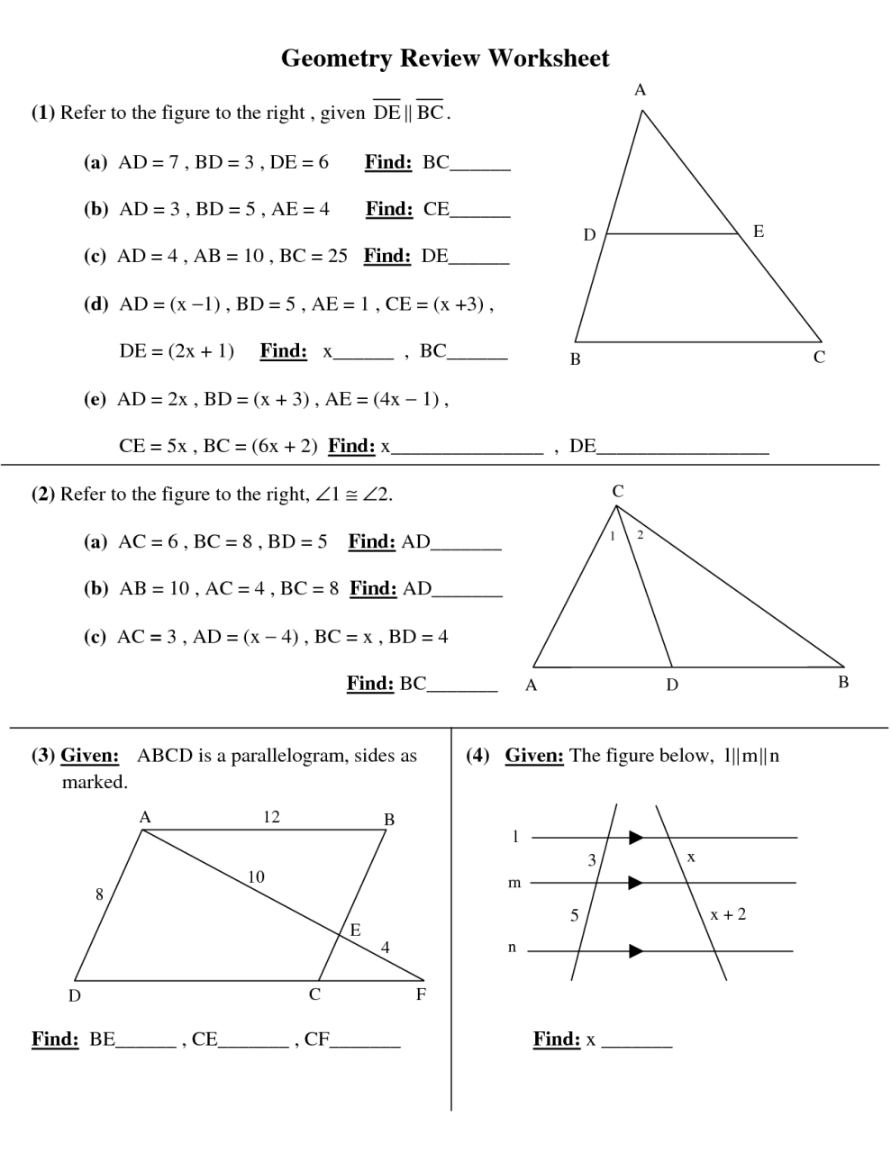 Grade 10 Math Worksheets Algebra