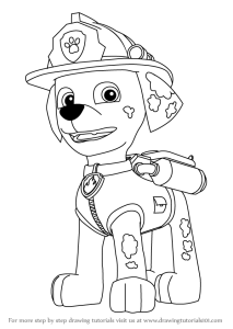 Step by Step How to Draw Marshall from PAW Patrol