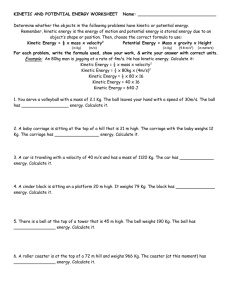 And Potential Energy Worksheet For Middle School Pdf