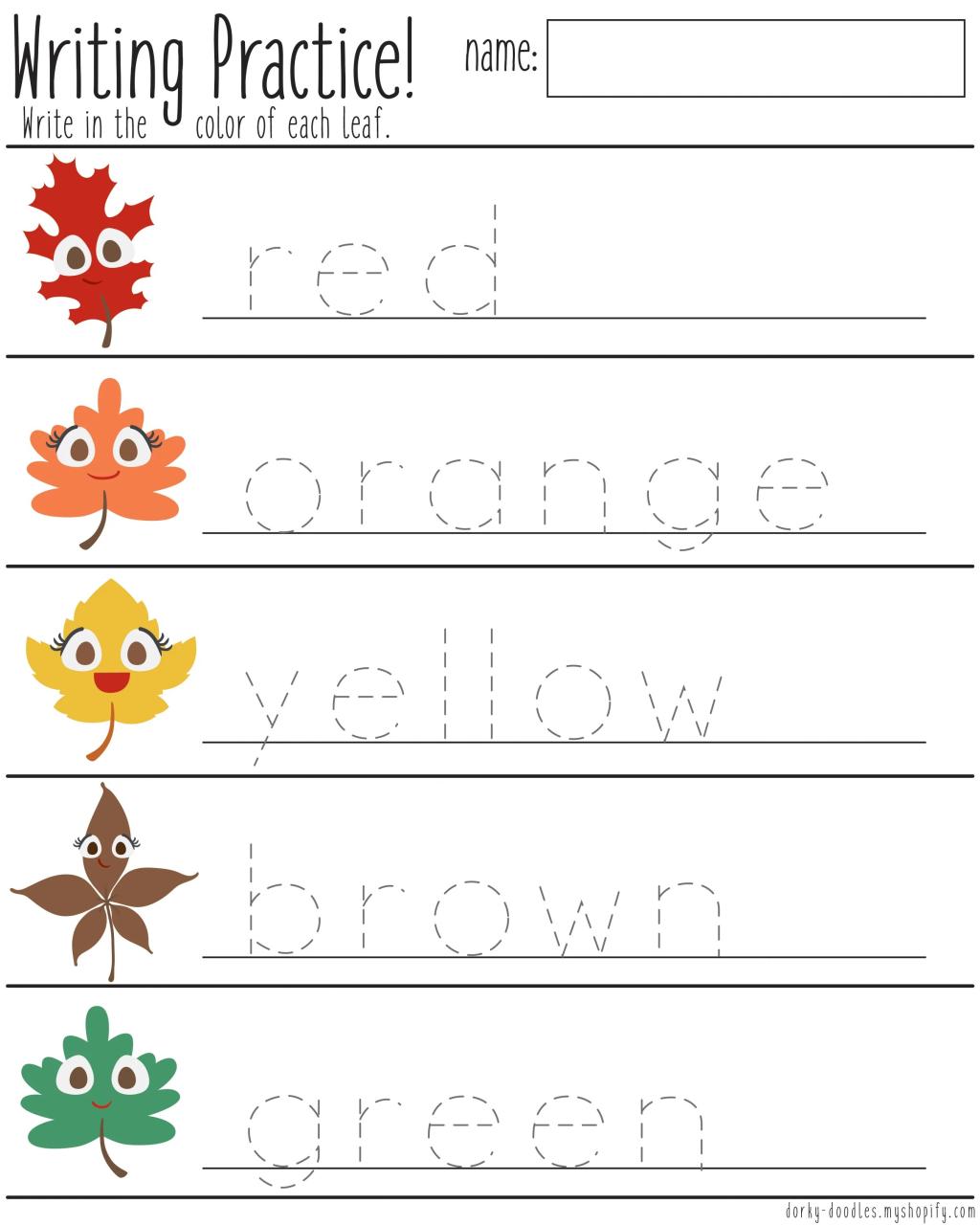 Color Exercises For Kindergarten