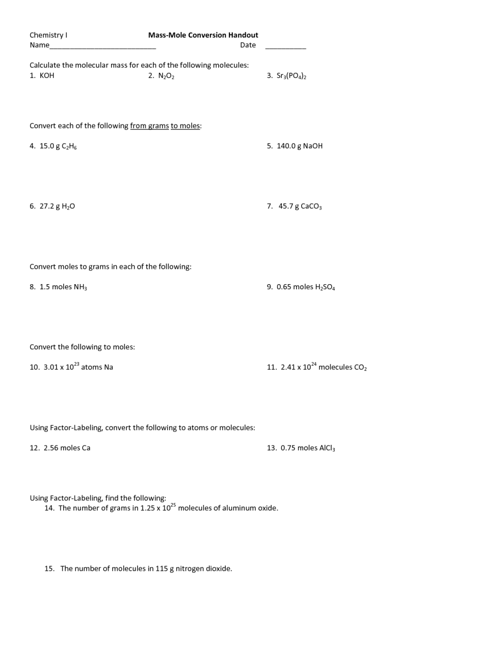 10 Best Images of Moles And Mass Worksheet Answers Moles and Molar