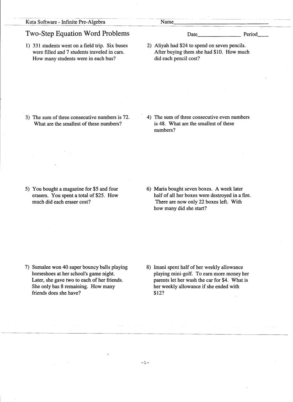Writing Equations From Word Problems Worksheet 8th Grade Writing